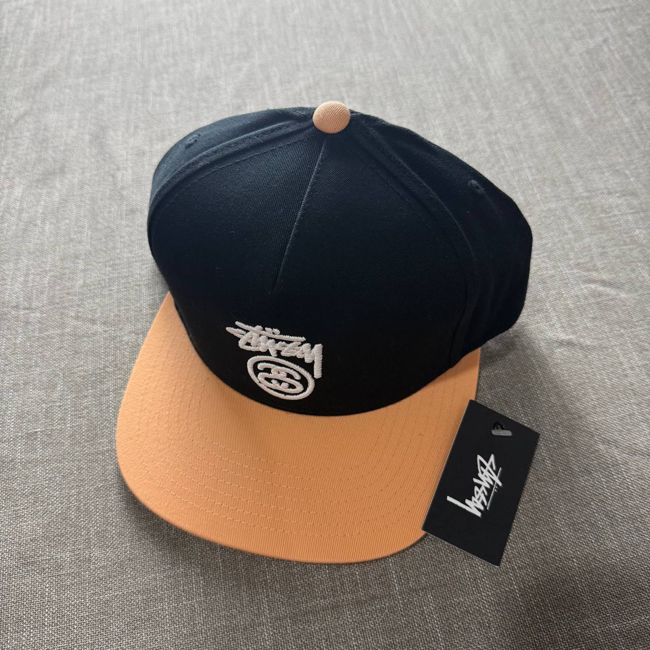 Stussy SS Link Snapback Cap — Black/Peach