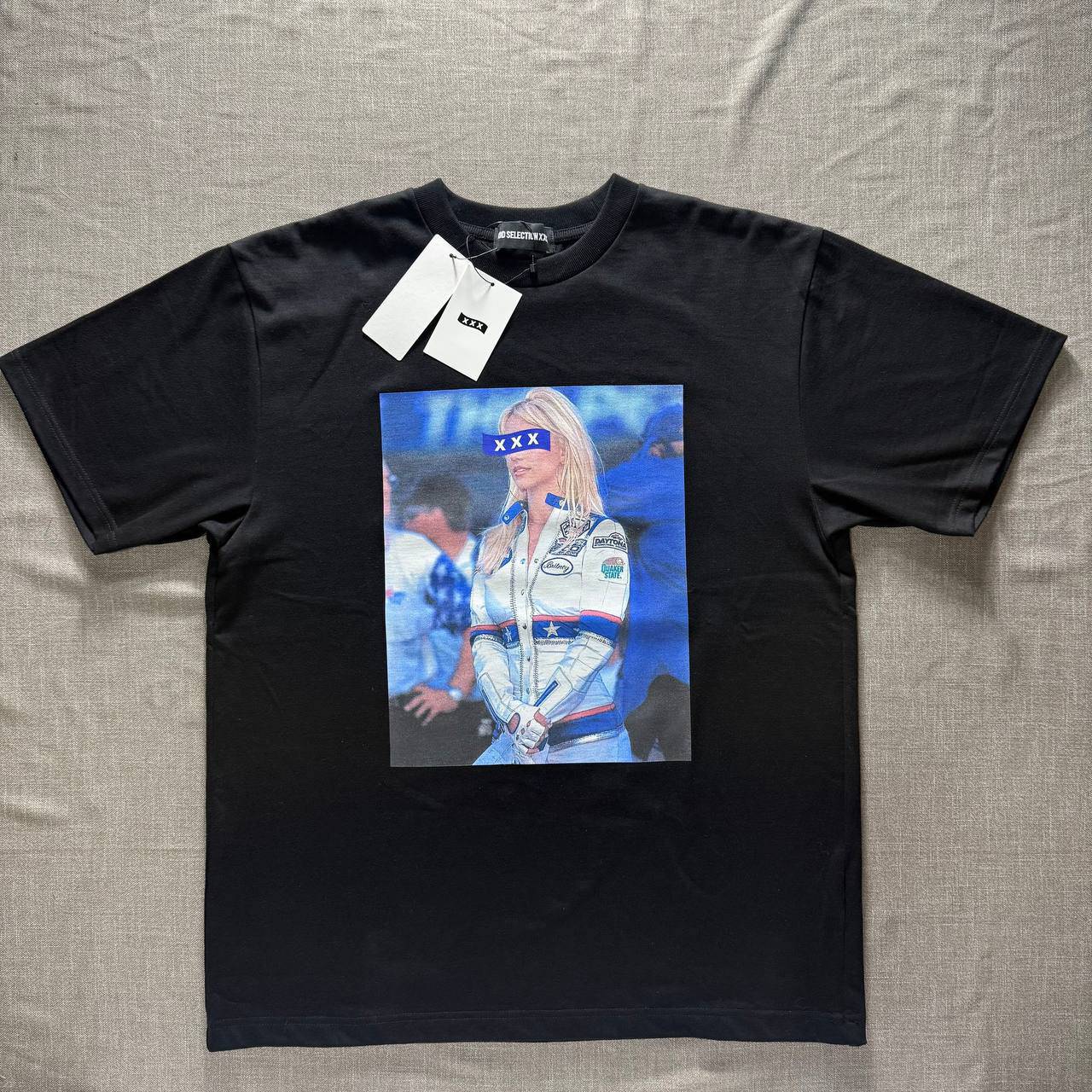 GOD SELECTION XXX Graphic Print Tee - "Racing" print