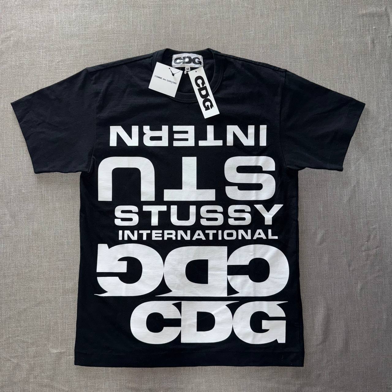 Stussy x CDG International Mirror Logo Tee — Black