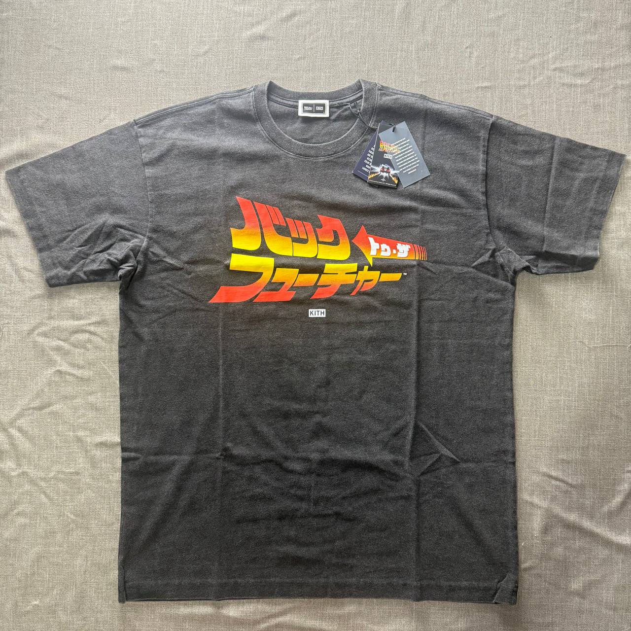 KITH x Back to the Future Japanese Title Tee — Vintage Wash Grey