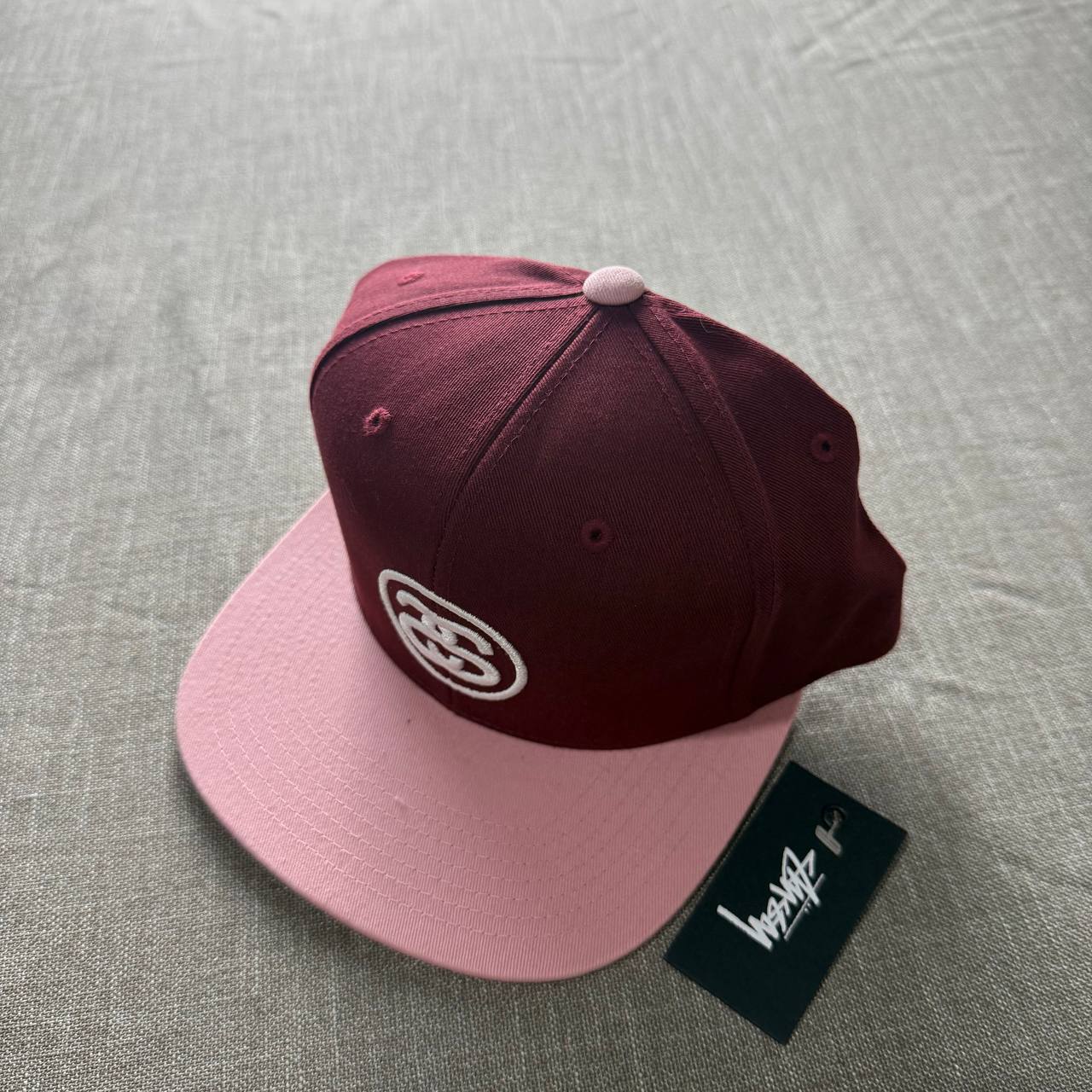 Stussy SS Link Snapback Cap — Maroon/Pink