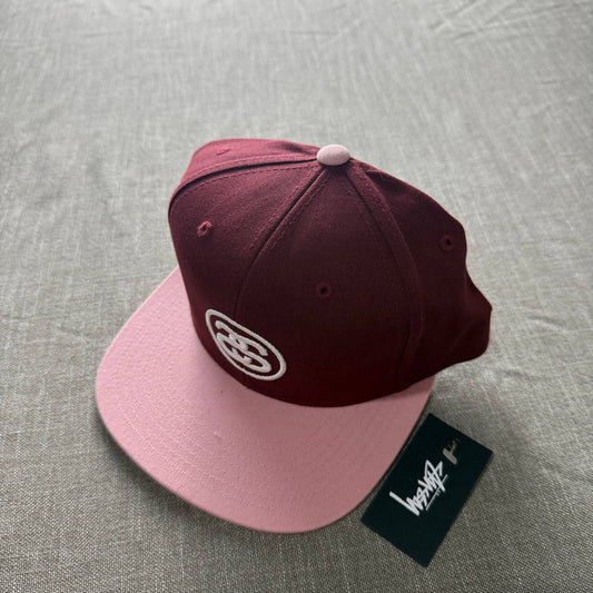 Stussy SS Link Snapback Cap — Maroon/Pink