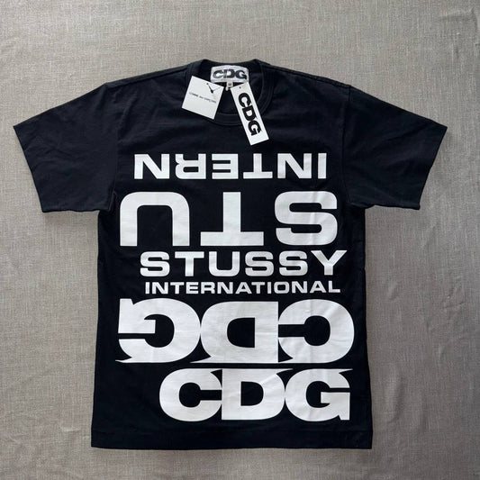 Stussy x CDG International Mirror Logo Tee — Black